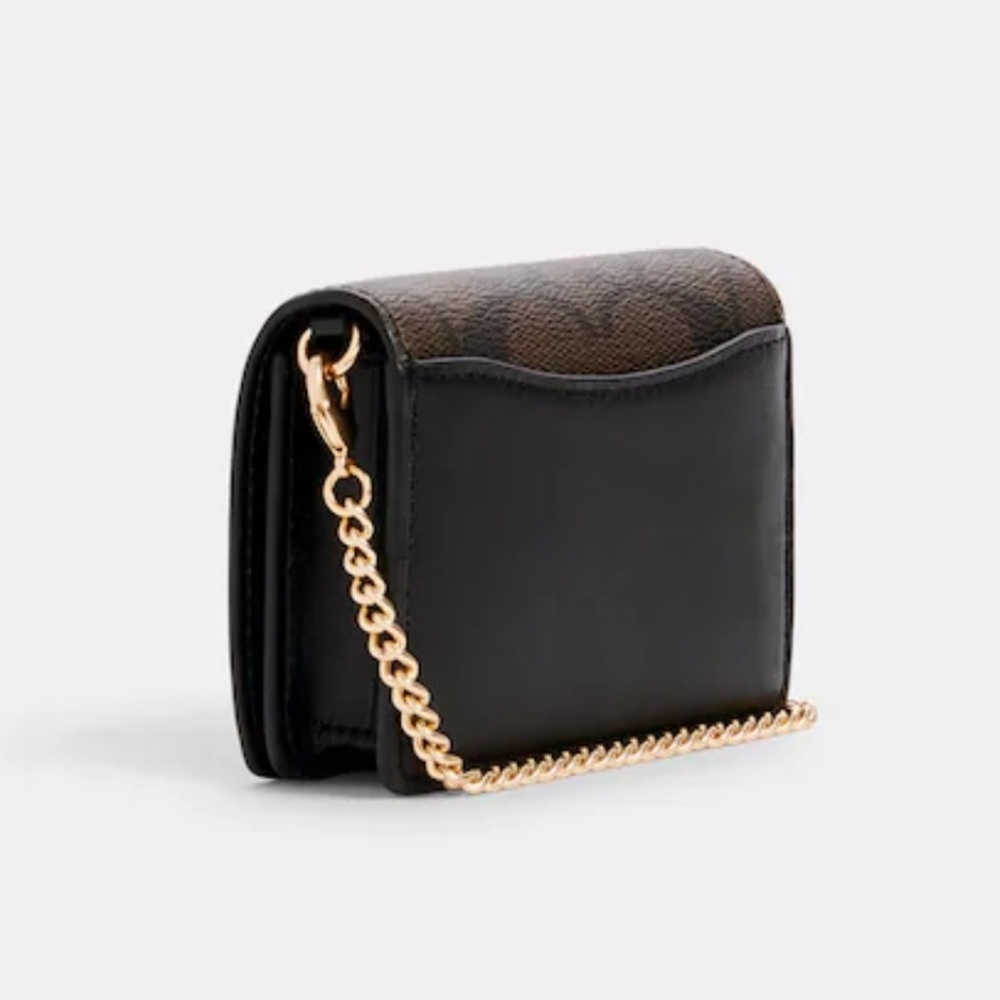 NWT Coach Brown Mini Wallet on a Chain in Signature Canvas - Picture 4 of 6